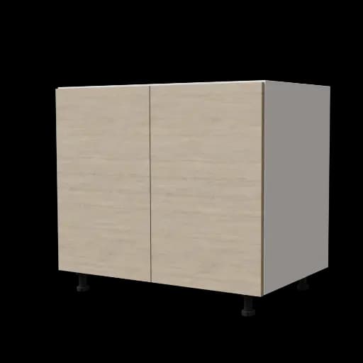 Kitchen Sink Base Cabinet 90 cm 2 Doors - Light Oak & Matt White